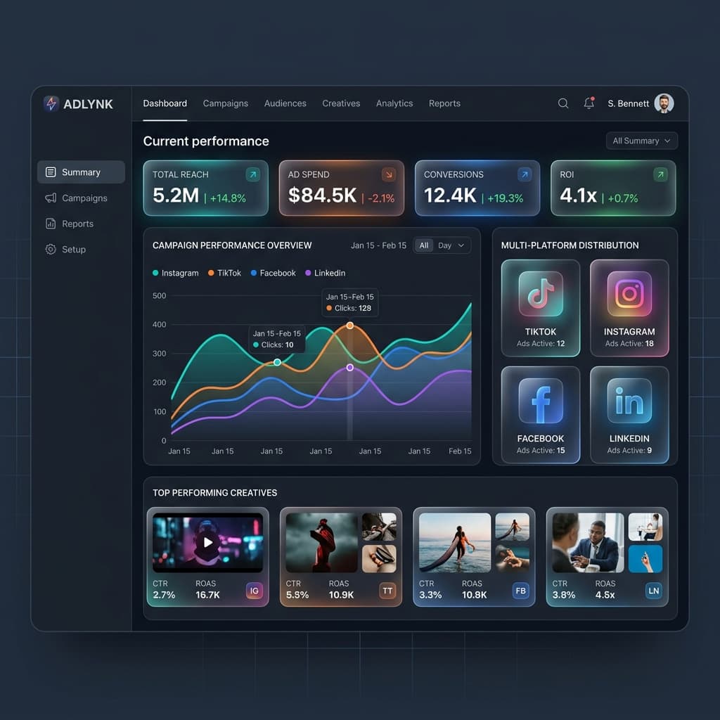 ReachMyAds Dashboard Interface Mockup